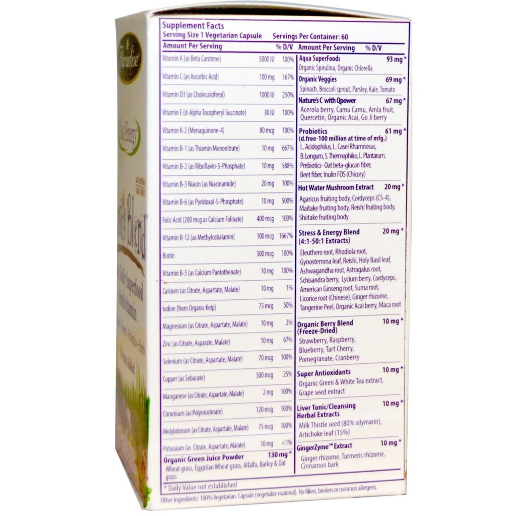 Paradise Herbs Earth's Blend Multivitamínico Vegetal - 60 Cápsulas - Imagem 2
