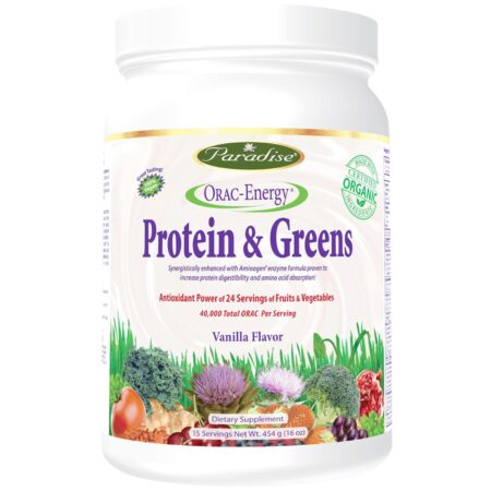 Paradise Ervas O. E. Proteína & Greens, Baunilha - 16 oz