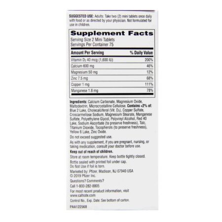 Caltrate, Minis Plus Minerais Cálcio e Vitamina D3 - 150 Mini Tabletes - Image 2