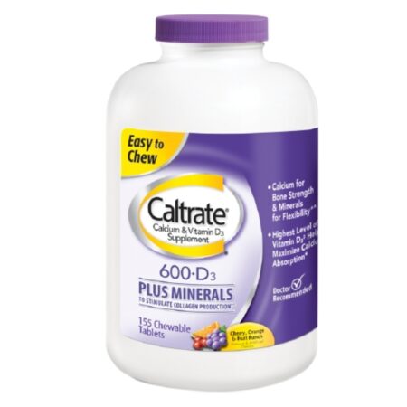 Caltrate, Suplemento de Cálcio e Vitamina D3 600+D3 - 155 Comprimidos Mastigáveis