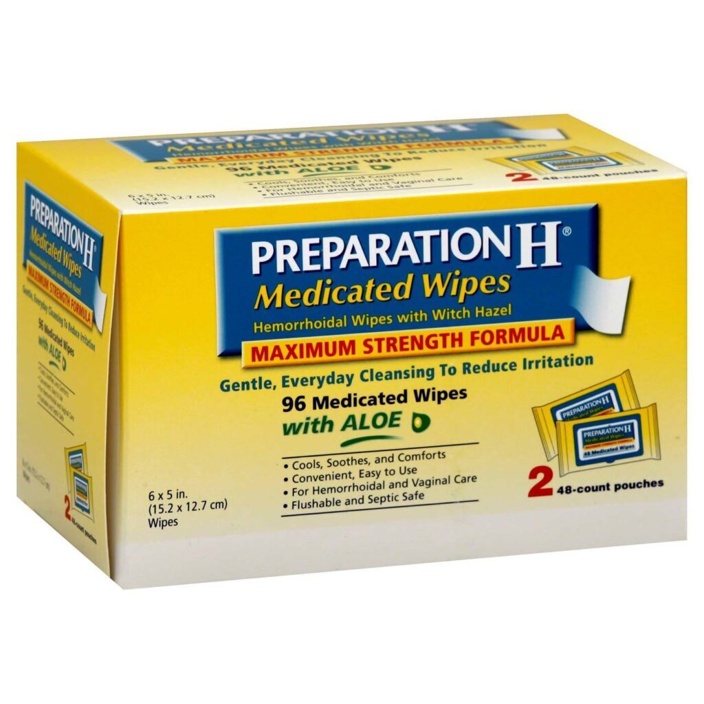 Preparation H Lenços Umedecidos Medicados - Alívio e Higiene Íntima 96 Lenços