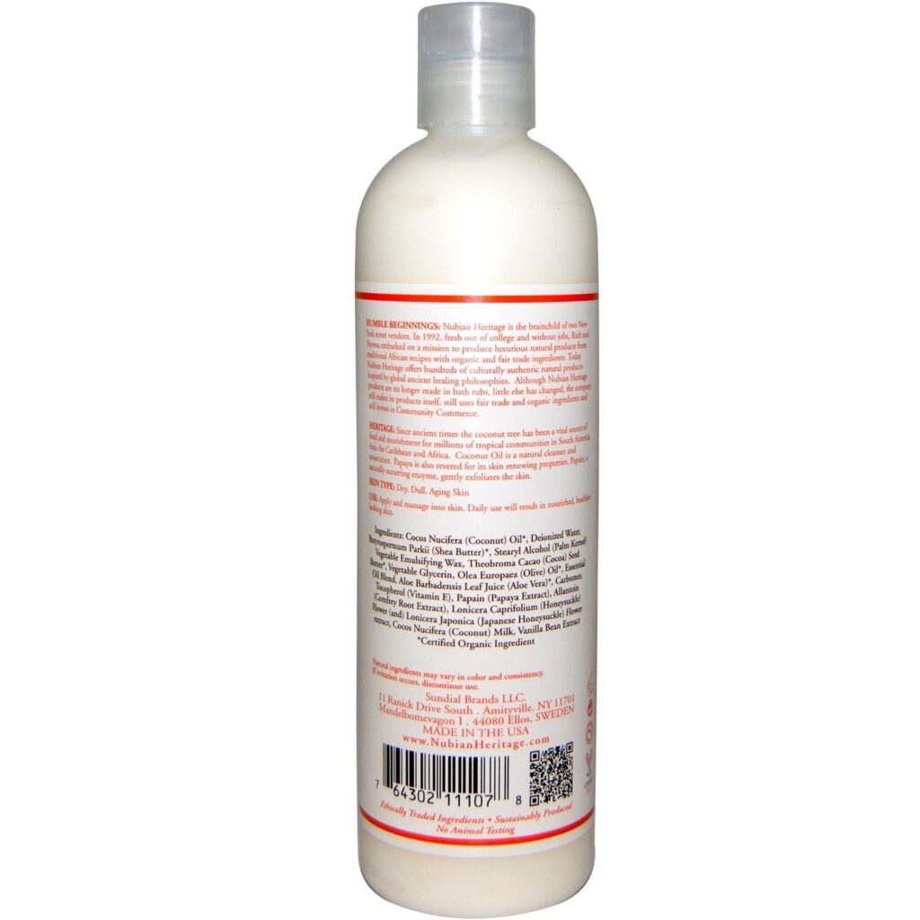 Nubian Heritage Hidratante Corporal Coco e Papaia 384ml - Pele Macia e Nutrição Profunda - Imagem 2
