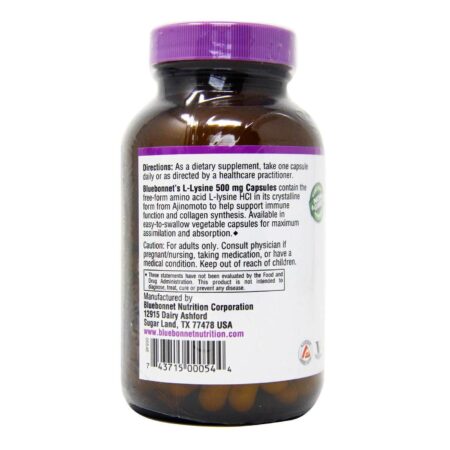 Bluebonnet Nutrition, L-Lysine - 500 mg - 100 Cápsulas - Image 2