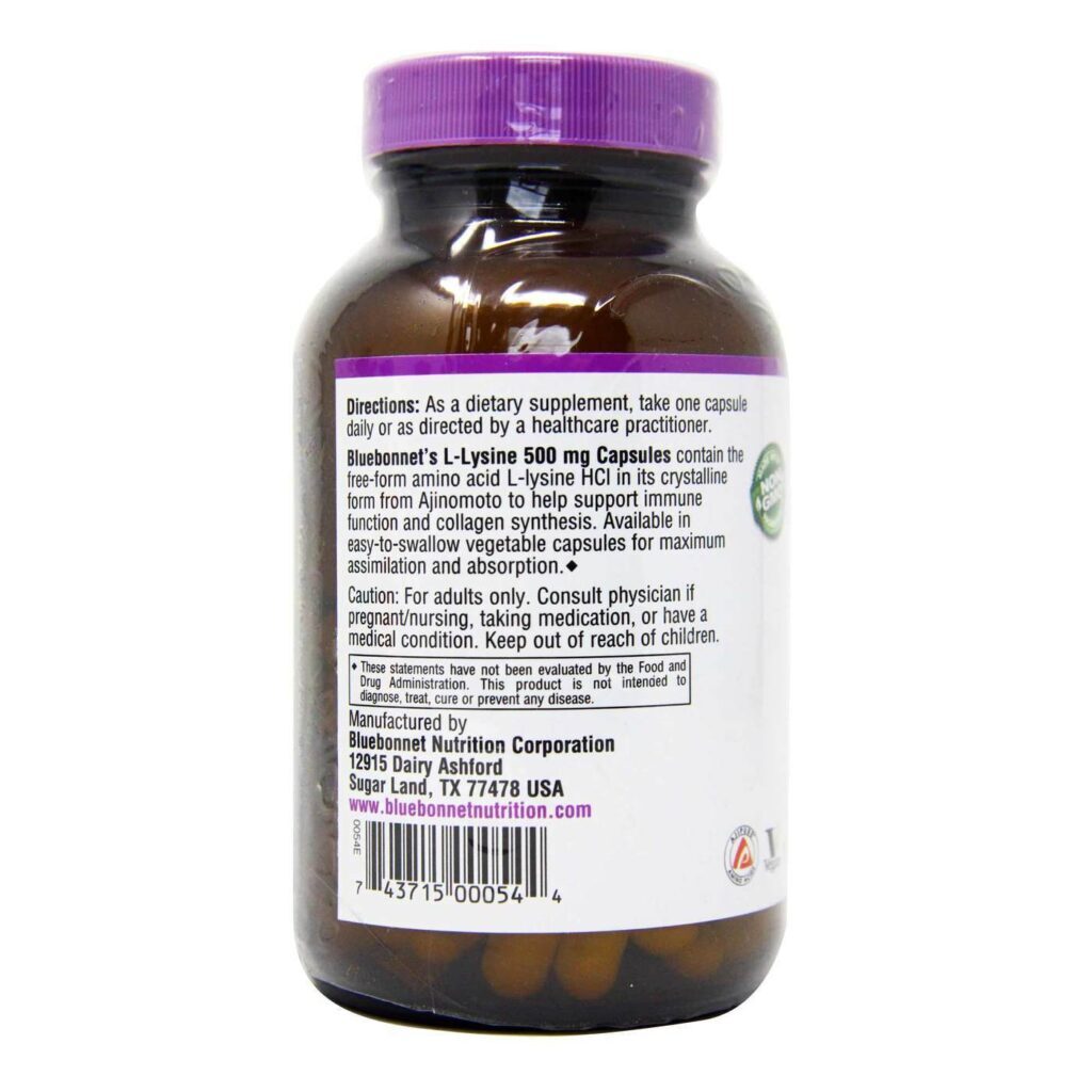 Bluebonnet Nutrition L-Lisina 500 mg - 100 Cápsulas para Imunidade e Bem-Estar - Imagem 2