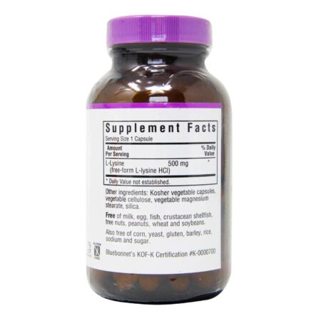 Bluebonnet Nutrition, L-Lysine - 500 mg - 100 Cápsulas - Image 3