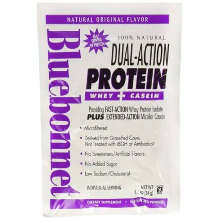 Bluebonnet Nutrition 100% Natural Dual Action Proteína Powder, Original - 8 Pack