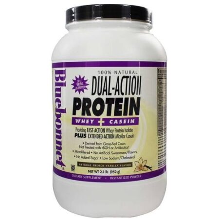 Bluebonnet Nutrition, Proteína em Pó 100% Natural de Ação Dupla - Sabor Baunilha Francesa - 952g (2.1 lbs)