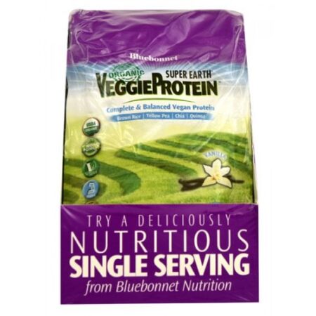 Bluebonnet Nutrition Super Earth Orgânico VeggieProteína Powder, Baunilha - 8 Packets