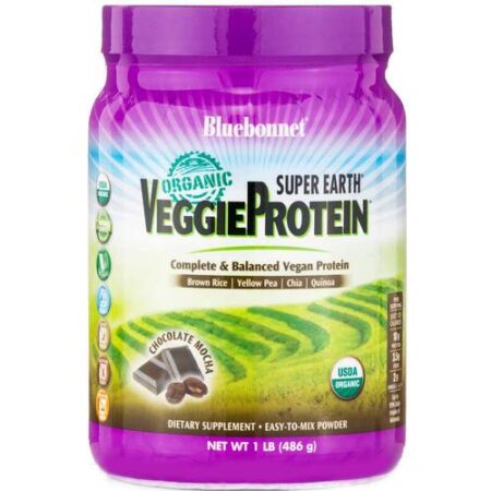 Bluebonnet Nutrition, SuperEarth™ - Proteína Vegetal Orgânica em Pó - Mocha de Chocolate - 486g (1 lbs)