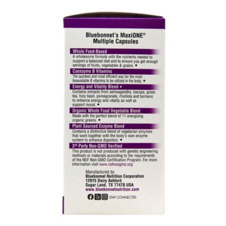 Bluebonnet Nutrition MAXI One® Multivitamínico com Ferro - 90 Cápsulas: Energia e Bem-Estar Diário - Imagem 2