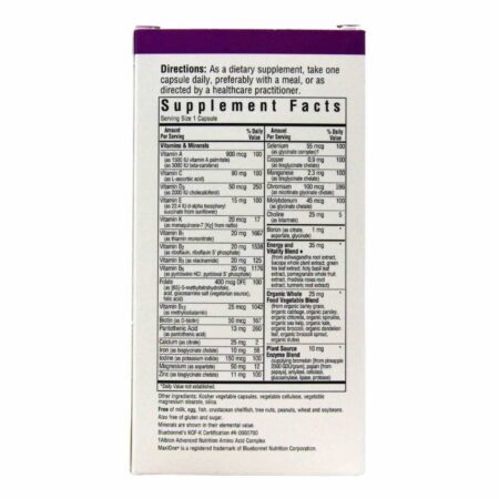 Bluebonnet Nutrition MAXI One® Multivitamínico com Ferro - 90 Cápsulas: Energia e Bem-Estar Diário - Imagem 3
