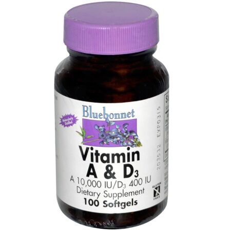 Bluebonnet Nutrition, Vitamina A & D3 - 100 Cápsulas em Gel