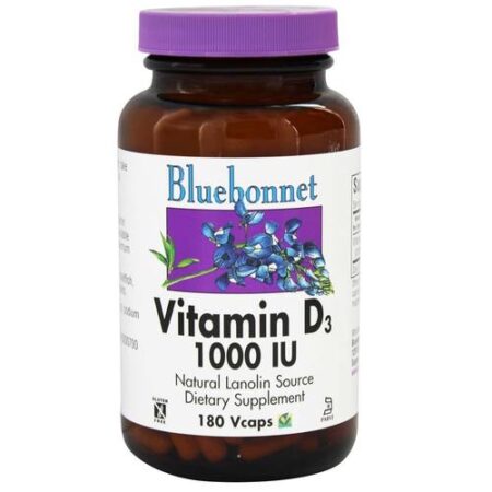 Bluebonnet Nutrition, Vitamina D3 1,000 IU - 180 Cápsulas Vegetarianas