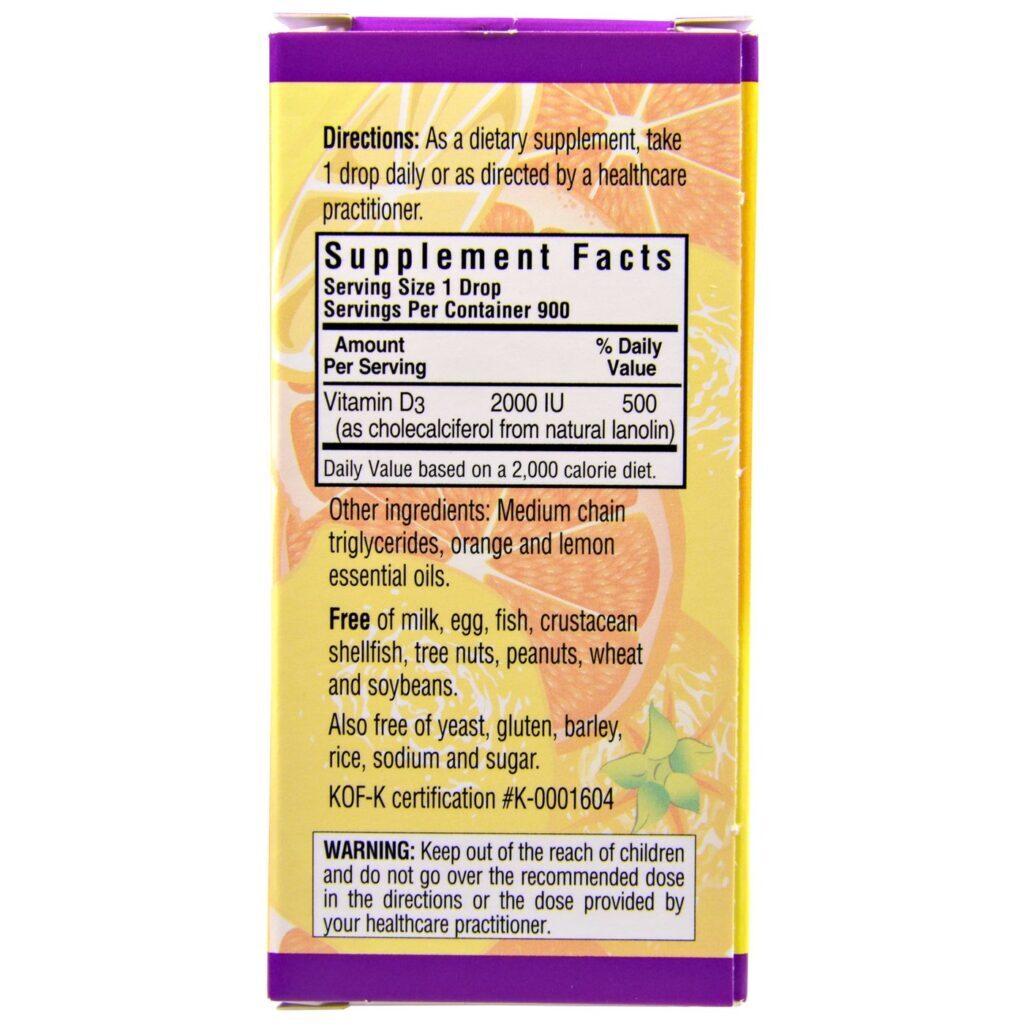 Bluebonnet Nutrition Vitamina D3 Líquido 2.000 UI Sabor Cítrico - 30 ml - Imagem 2