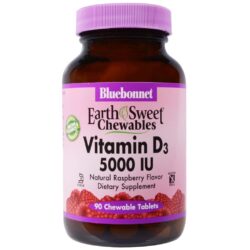 Bluebonnet Nutrition Vitamina D3 5.000 UI Framboesa - 90 Tabletes Mastigáveis