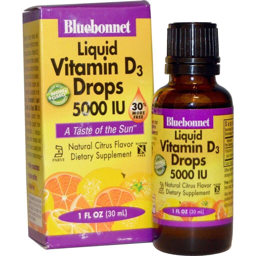 Bluebonnet Nutrition Vitamina D3 Gotas 5.000 UI Sabor Cítrico 30 ml - Saúde Óssea e Imunidade