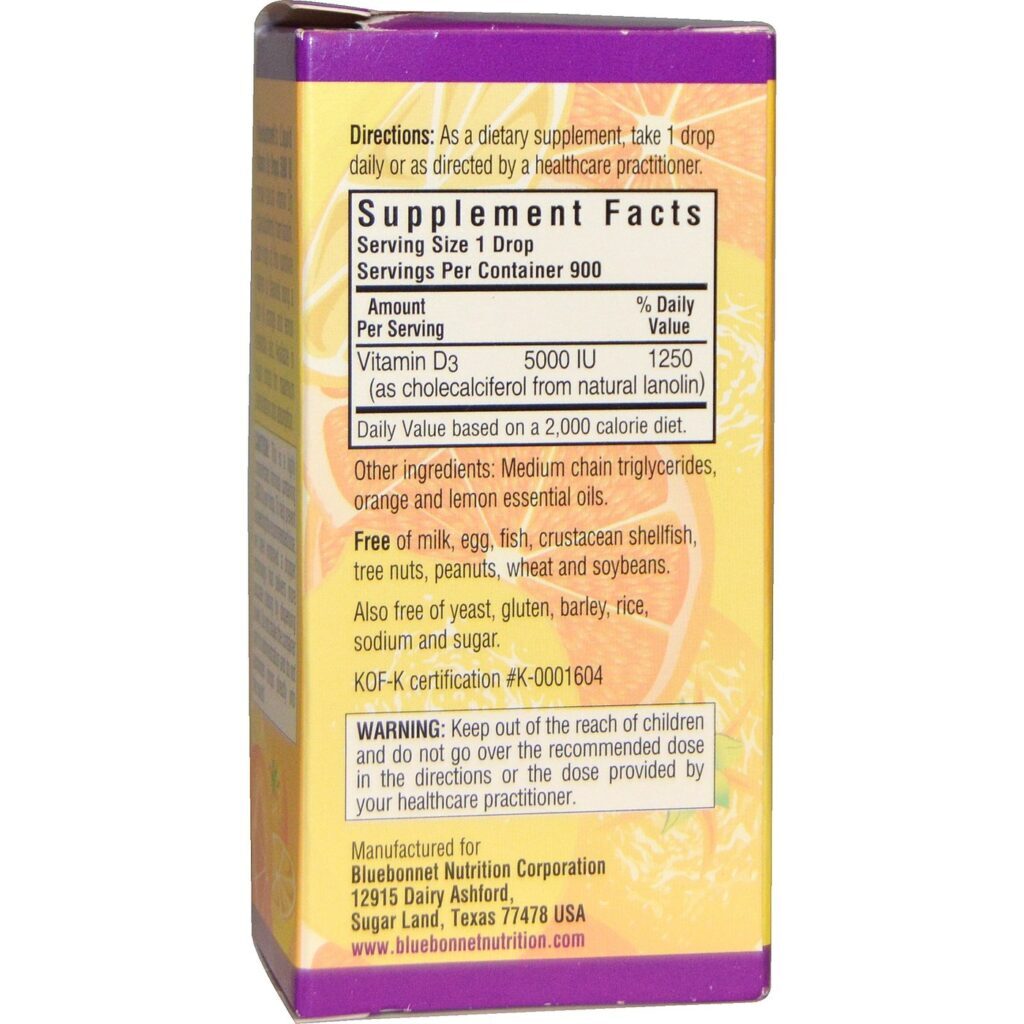 Bluebonnet Nutrition Vitamina D3 Gotas 5.000 UI Sabor Cítrico 30 ml - Saúde Óssea e Imunidade - Imagem 2