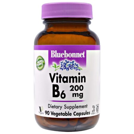 Bluebonnet Nutrition, Vitamina B-6 200 mg - 90 Cápsulas Vegetarianas