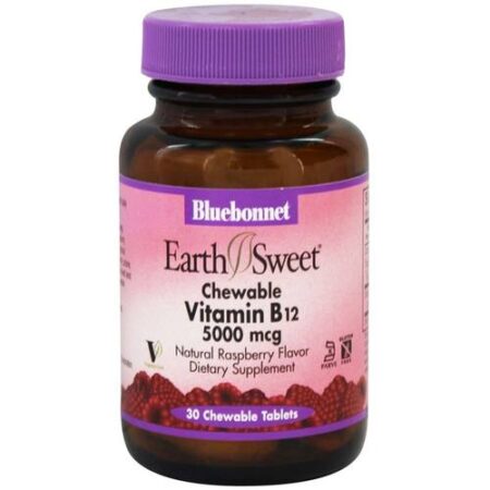 Bluebonnet Nutrition, EarthSweet® Vitamina B12 - 5,000 mcg - 30 Comprimidos Mastigáveis