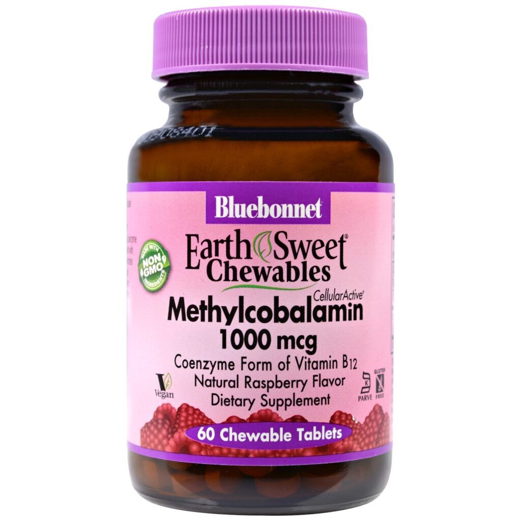 Bluebonnet Nutrition Metilcobalamina 1.000 mcg - Vitamina B12 Mastigável 60 Comprimidos