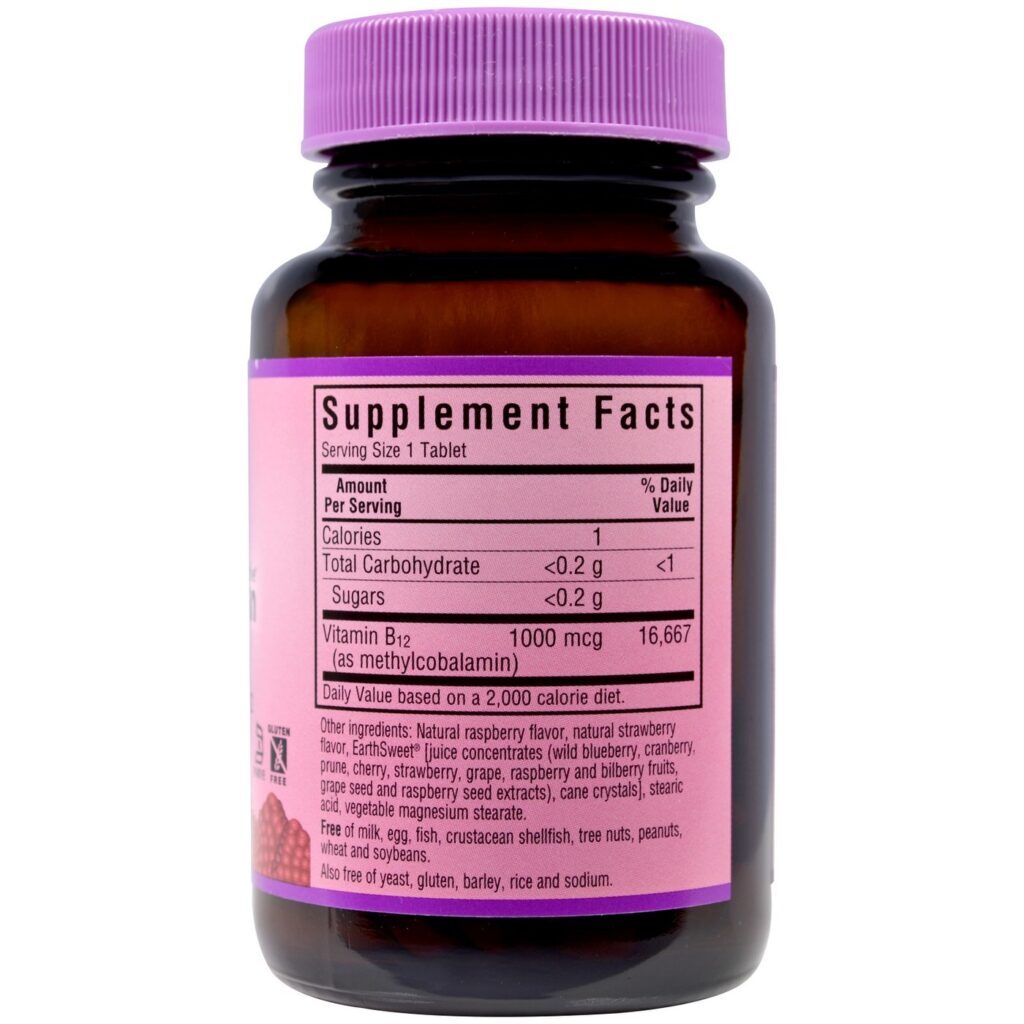 Bluebonnet Nutrition Metilcobalamina 1.000 mcg - Vitamina B12 Mastigável 60 Comprimidos - Imagem 2