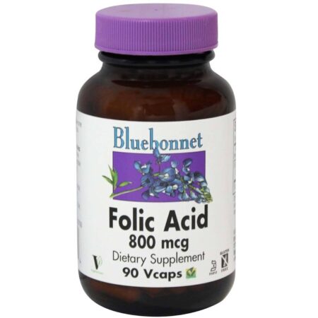 Bluebonnet Nutrition Folic Acid - 800 mcg - 90 Cápsulas Vegetarianas