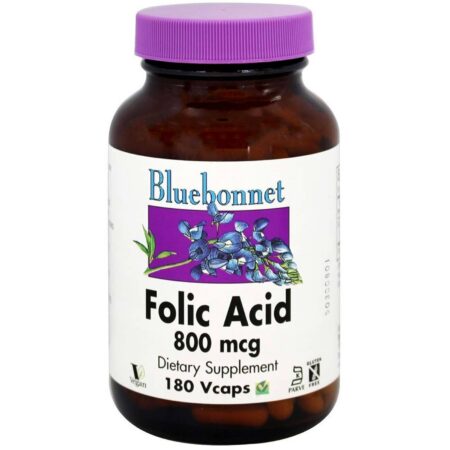 Bluebonnet Nutrition Folic Acid - 800 mcg - 180 Cápsulas Vegetarianas