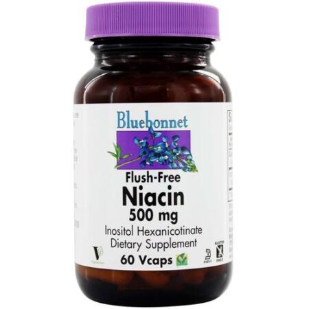 Bluebonnet Nutrition, Niacina Livre de Flush 500 mg - 60 Cápsulas Vegetarianas