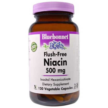 Bluebonnet Nutrition, Niacina Sem Flush 500 mg - 120 Cápsulas Vegetarianas