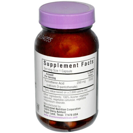 Bluebonnet Nutrition Pantothenic Acid - 250 mg - 60 Cápsulas Vegetarianas - Image 2