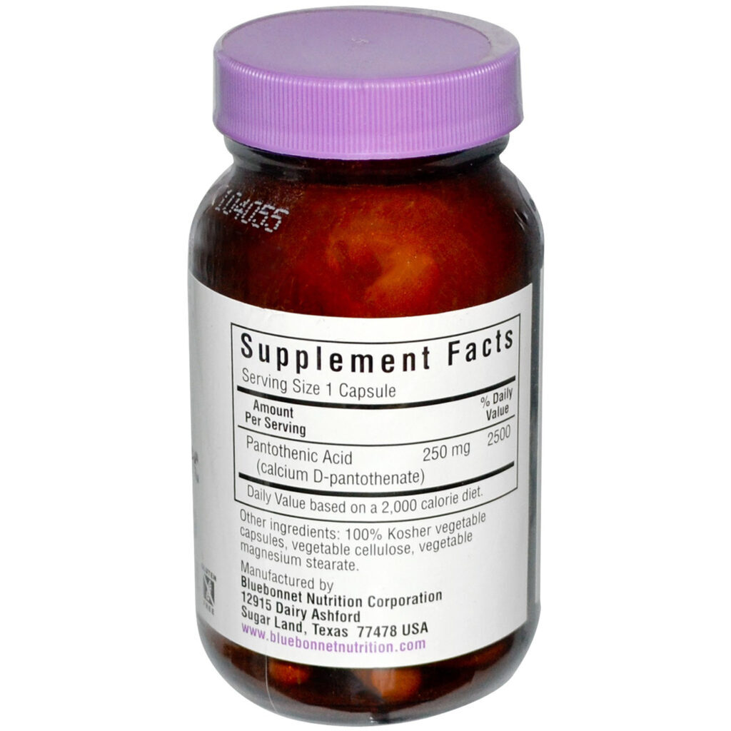 Ácido Pantotênico Bluebonnet Nutrition 250 mg - 60 Cápsulas Vegetarianas - Imagem 2