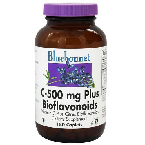 Bluebonnet Nutrition Vitamina C-500 mg com Bioflavonóides - 180 Cápsulas para Imunidade e Saúde