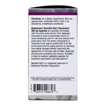 Bluebonnet Nutrition, Age-Less Trans-Resvertrol - 500 mg - 60 Cápsulas Vegetarianas - Image 2