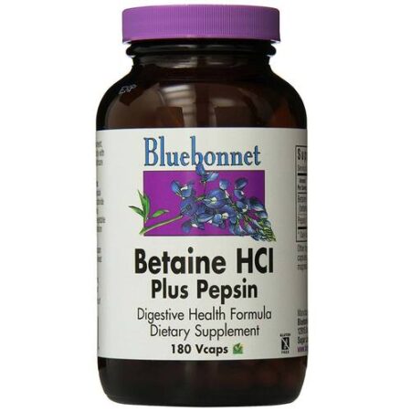 Bluebonnet Nutrition Betaine HCI mais Pepsin - 180 Cápsulas Vegetarianas