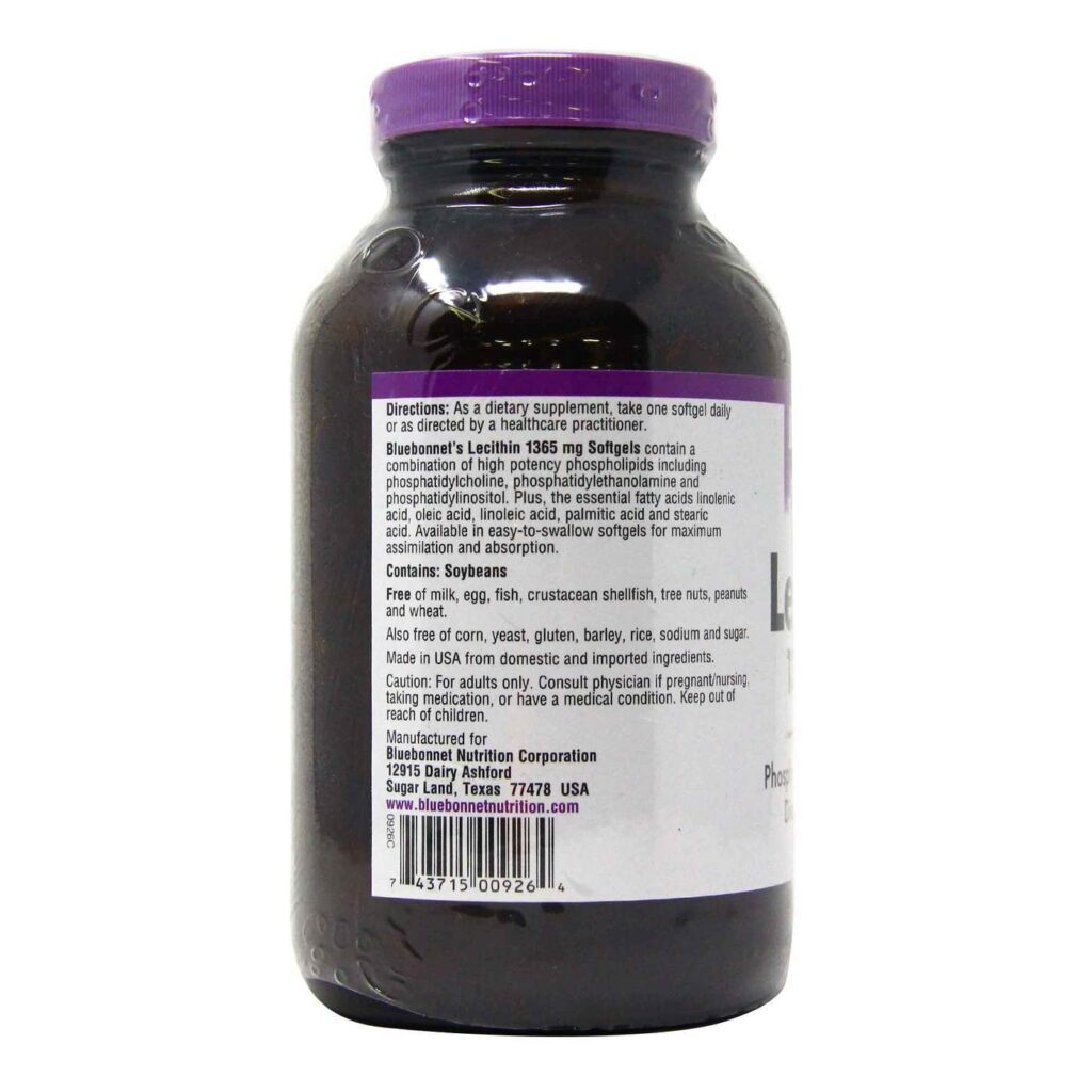 Bluebonnet Nutrition Lecitina Natural 1365 mg - 180 Cápsulas em Gel: Pureza e Saúde para o seu Bem-Estar - Imagem 3