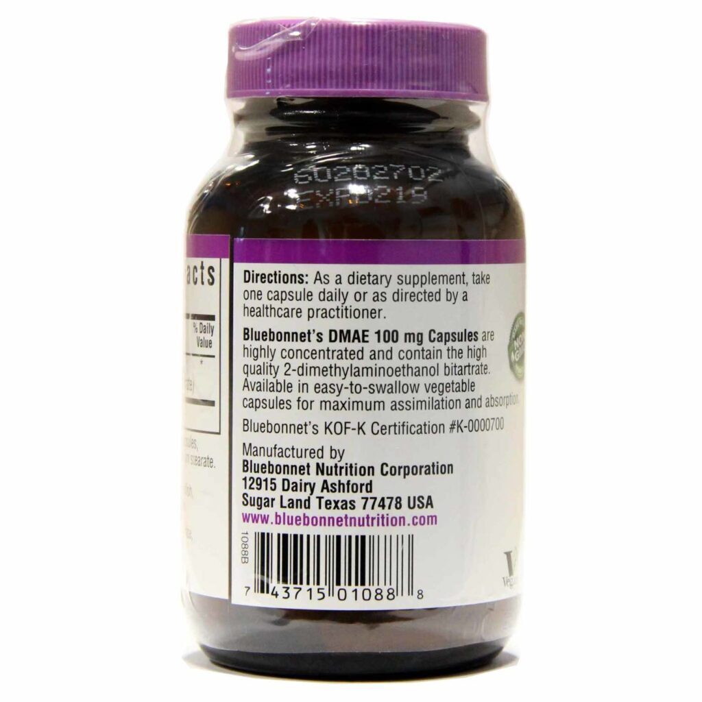Bluebonnet Nutrition DMAE 100 mg - 50 Cápsulas Vegetarianas: Clareza Mental e Foco Essencial - Imagem 3