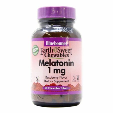 Bluebonnet Nutrition, EarthSweet Melatonina 1 mg, Framboesa - 60 Comprimidos Mastigáveis