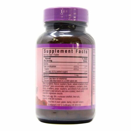 Bluebonnet Nutrition, EarthSweet Melatonina 1 mg, Framboesa - 60 Comprimidos Mastigáveis - Image 2