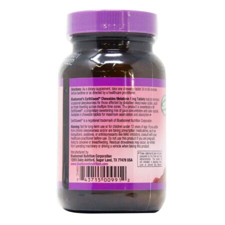 Bluebonnet Nutrition, EarthSweet Melatonina 1 mg, Framboesa - 120 Comprimidos Mastigáveis - Image 3