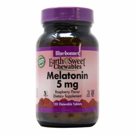 Bluebonnet Nutrition, EarthSweet® Melatonina 5 mg, Framboesa - 120 Tabletes Mastigáveis