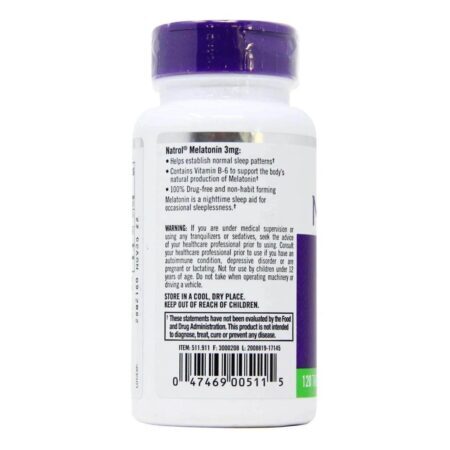 Natrol Melatonina 3 mg 120 Tabletes - Sono Reparador e Bem-Estar - Imagem 3