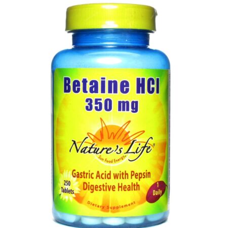 Nature's Life, Betaína HCl 350 mg - 250 Tabletes