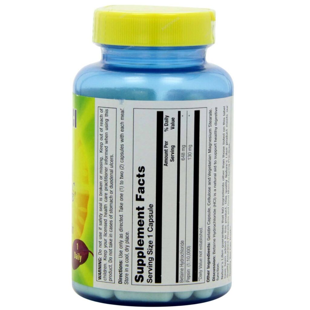Nature's Life HCl Betaína 648 mg - 100 Cápsulas para Saúde Digestiva - Imagem 2