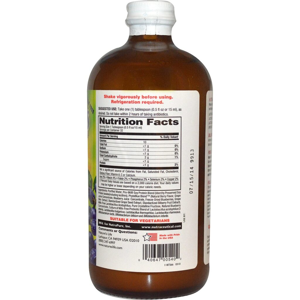 Nature's Life Pro-96 Acidophilus Blueberry 473ml: Saúde Intestinal e Imunidade com Frutas Vermelhas - Imagem 2
