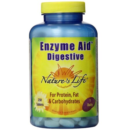 Nature's Life, Enzyme Aid™ Enzimas Digestivas - 250 Tabletes