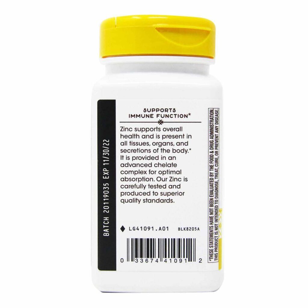 Zinco Quelato 30 mg Nature's Way 100 Cápsulas: Imunidade e Bem-Estar Essenciais - Imagem 2