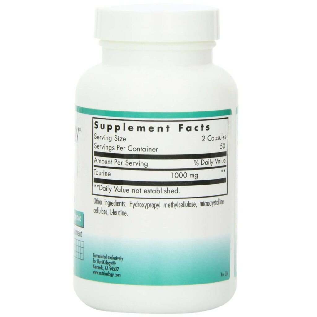 Nutricology L-Taurina 500 mg 100 Cápsulas: Essencial para Energia e Recuperação Muscular - Imagem 2