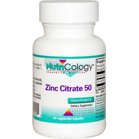 Nutricology, Citrato de Zinco 50 mg - 60 Cápsulas