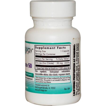 Nutricology, Citrato de Zinco 50 mg - 60 Cápsulas - Image 2