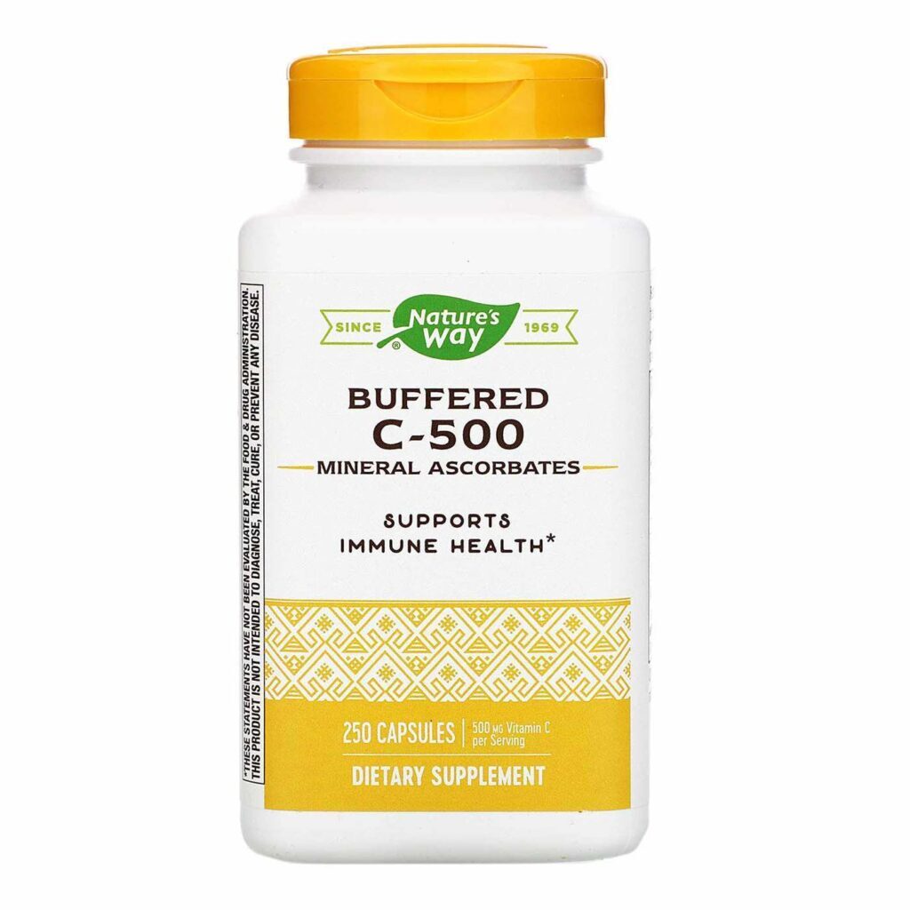 Nature's Way Buffered C-500, Vitamina C 500mg, 250 Cápsulas para Imunidade e Antioxidante